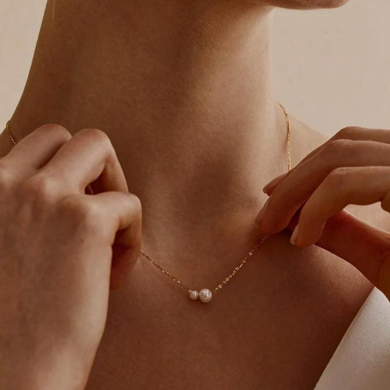 1 Stück Minimalistisches & Elegantes Perlenimitat-Halskette, Geeignet Für Tägliches Tragen von Frauen