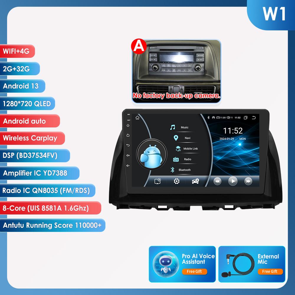 

Ossuret Для Mazda CX5 CX-5 CX 5 2012 - 2015 Автомагнитола Мультимедийный Видеоплеер Навигация Android 13 2 Din Carplay 4G-LTE RDS Интеллектуальный DVR DAB W1 A 8Core 2G 32G AI