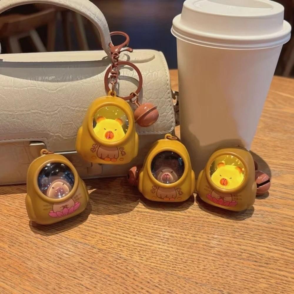 Cute Capibala Pendant Cartoon Luminous Capybara Keychain Bag Charm Capybara Keyring  Girls Women