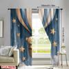 Blackout Starry Hot Air Balloon Print Curtain Polyester Nursery Decor Kids Room Window Treatment Set Of 2 Made With Rod Pocket Washable Ready