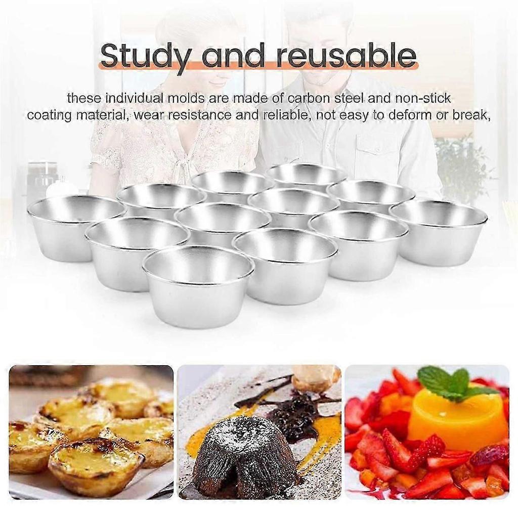 12 Pieces Individual Molds Pudding Molds Cups Mini Chocolate Molten Pans Non-stick Cupcake Cake Cookie Pudding Mold