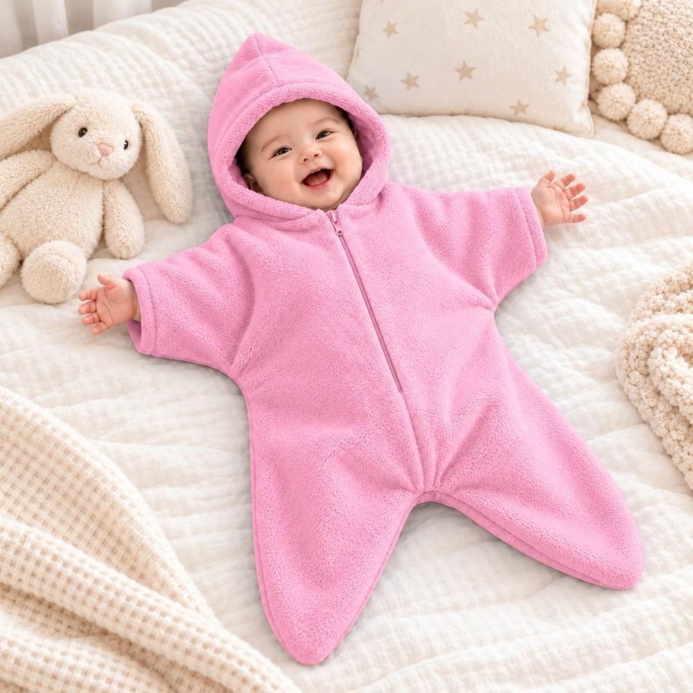 Star Shape Newborn Hooded Romper Flannel Baby Sleeping Bag Cute Infant Blanket Winter