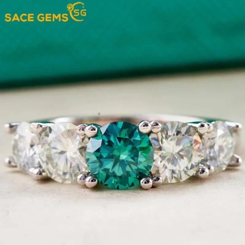 

SACE GEMS GRA сертифицированное кольцо D цвета 3,6 карата с муассанитом из стерлингового серебра 925 пробы с покрытием из белого золота 18 карат для женщин ювелирные украшения 10 зелёный/белый