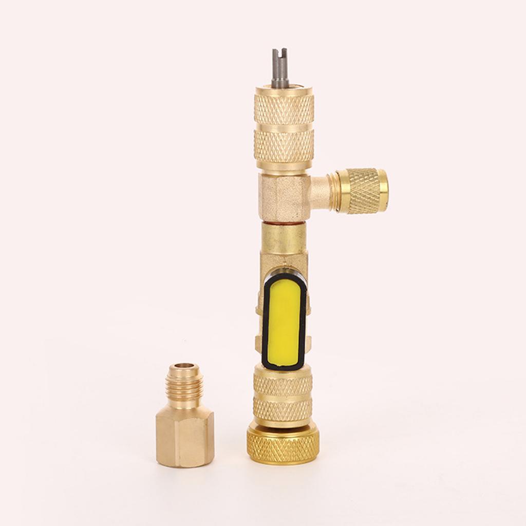 Valve Core Remover Installer with Dual Size SAE 1/4 & 5/16 Port Air Conditioning Line Repair Tools for HVAC R32 R410A