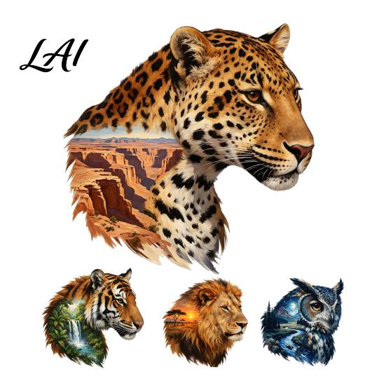Creative Wildlife Art Stickers Animal Head Wall Sticker Peel And Stick Lion Tiger Owl Leopard Soft Decoration for Home PVC Decal Removable
