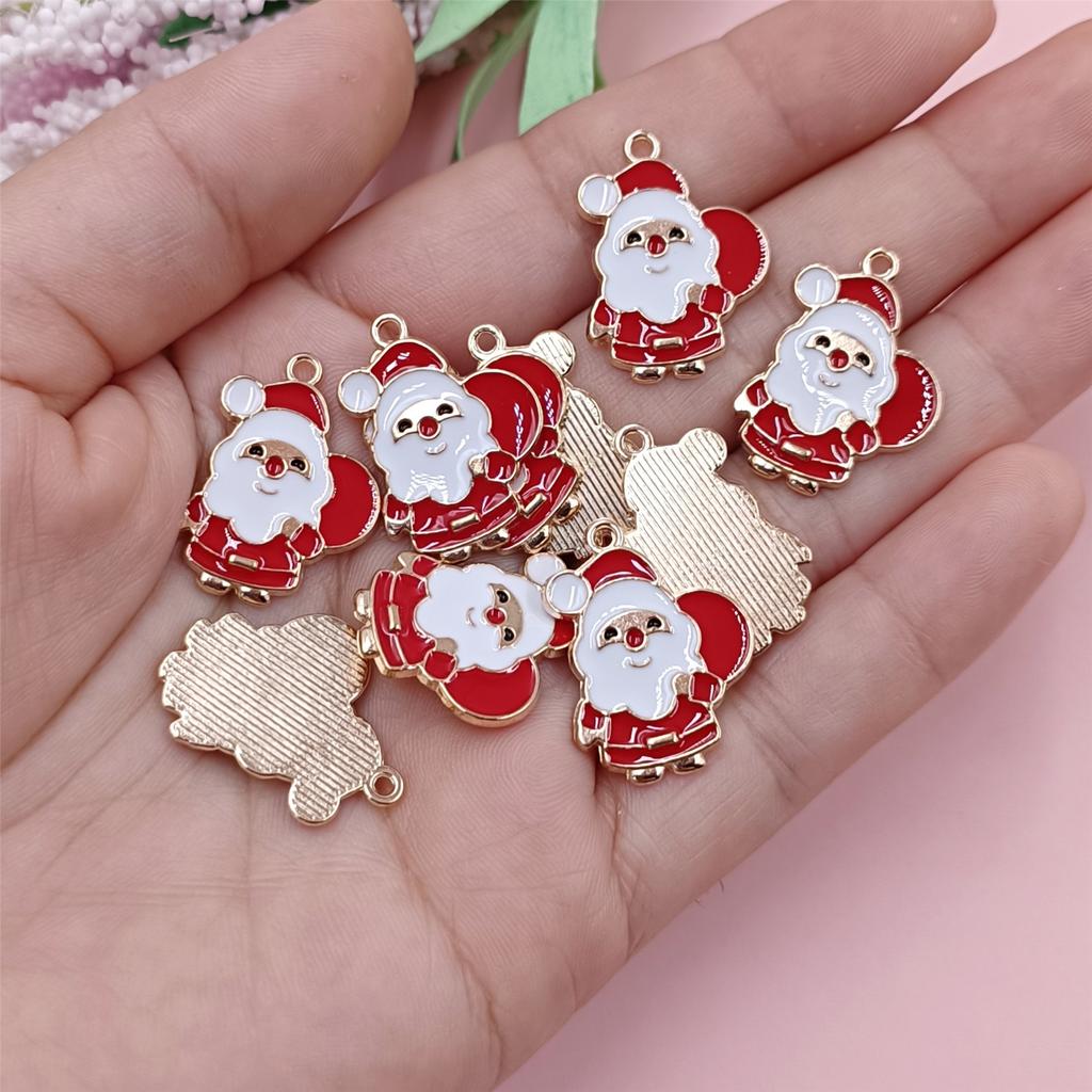 Weihnachtsanhänger Weihnachtsbaum DIY Schmuckzubehör Handarbeit Glocke Weihnachtsdekorationen 10 Stück Weihnachtsmann Halskette Öltropfen Legierung Niedlich