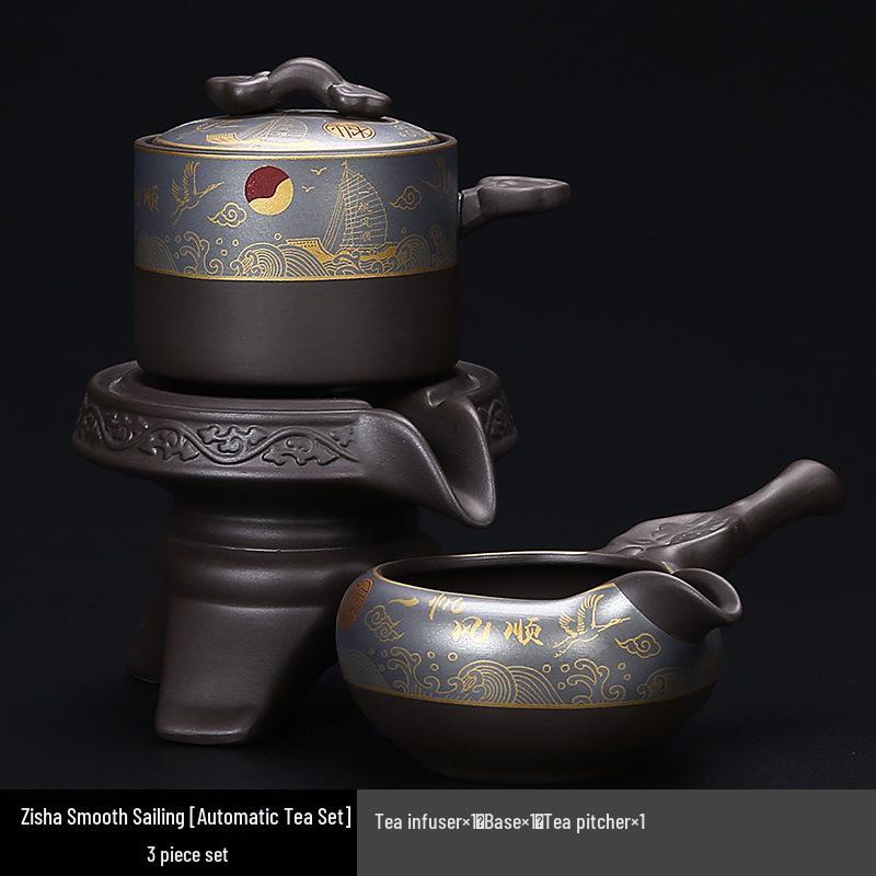 Роскошный автоматический каменный чайный набор Кунг-фу из Цзыша с чайником и чашками Default