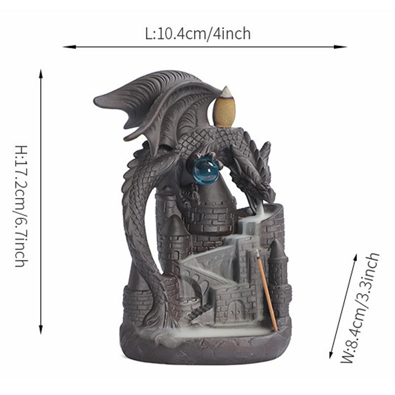 

Chinese Style Dragon shaped Backflow Incense Burner, Creative Ceramic Meaning Sandalwood Household Tea Ceremony decorations, 1Pc