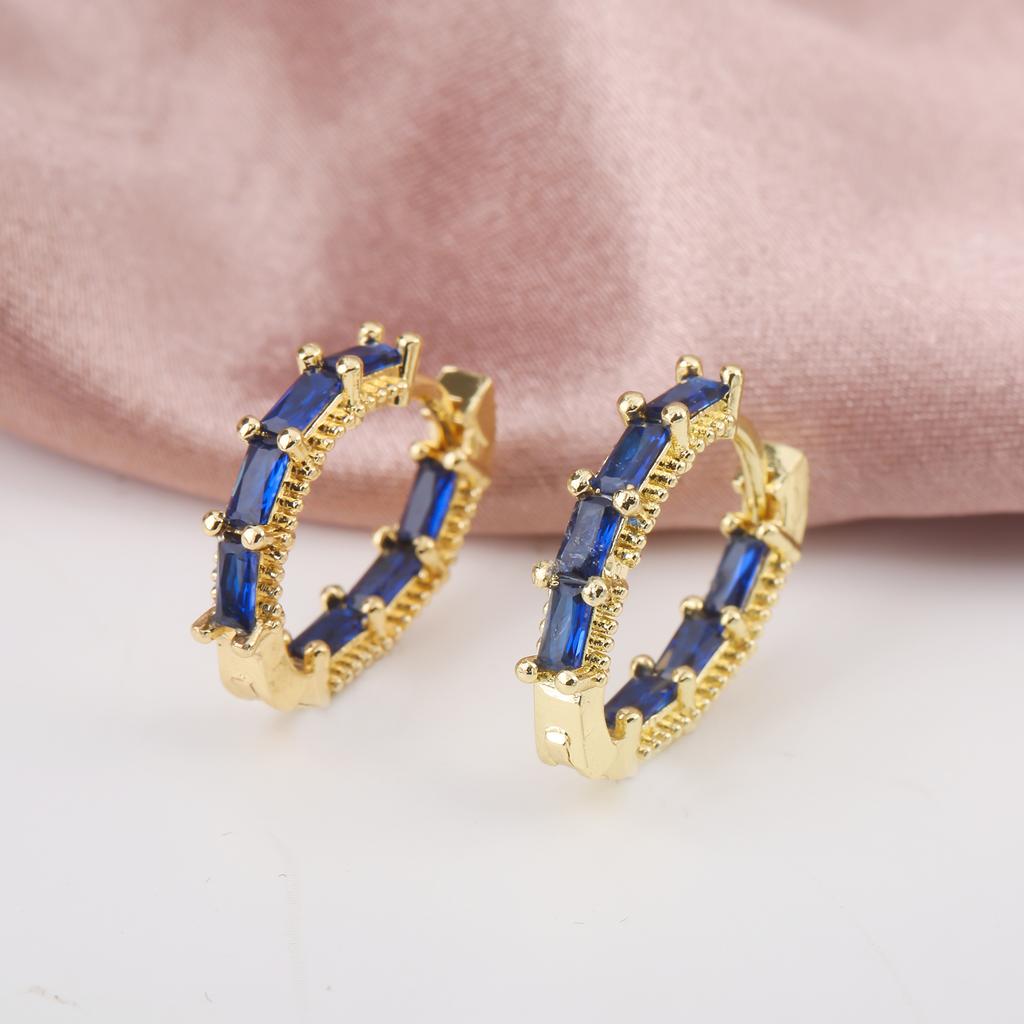 6 Color Punk Colorful Zirconia Round Drop Earrings For Women Dangle Ear Jewelry Hip Hop Gold Color Gift Accessories Dropshipping