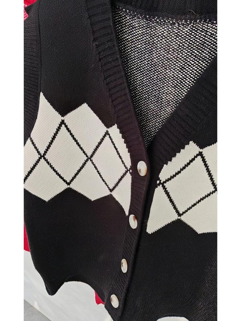 European & American V-Neck Color Block Sleeveless Vest for Autumn/Winter