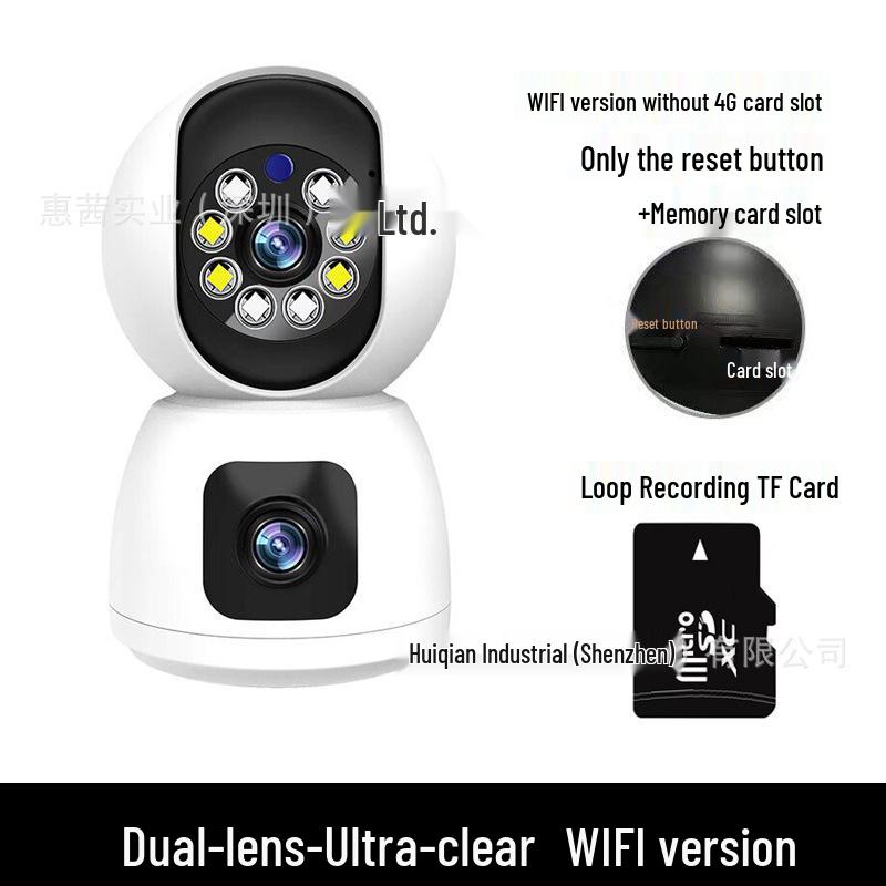 360° Dual-Lens Wireless Indoor Surveillance Camera with Dual-Screen and WiFi