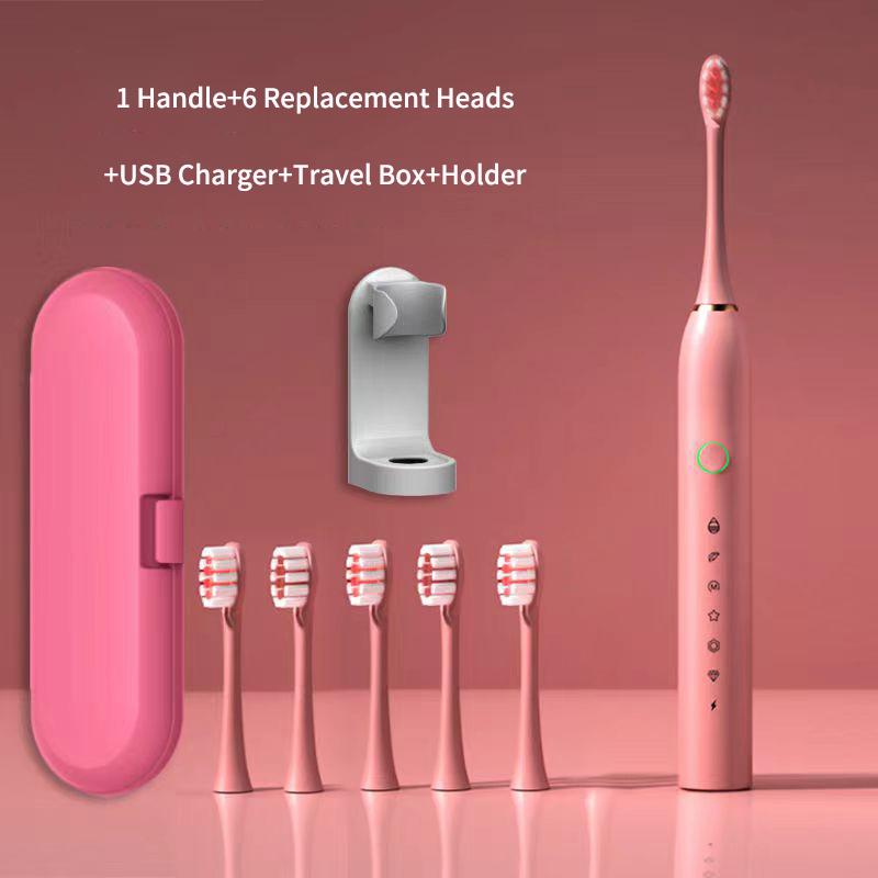 Módní sonický elektrický zubní kartáček dobíjecí pro dospělé Inteligentní časovač pro 6 režimů IPX7 Vodotěsné ultrazvukové zubní kartáčky cestovní box