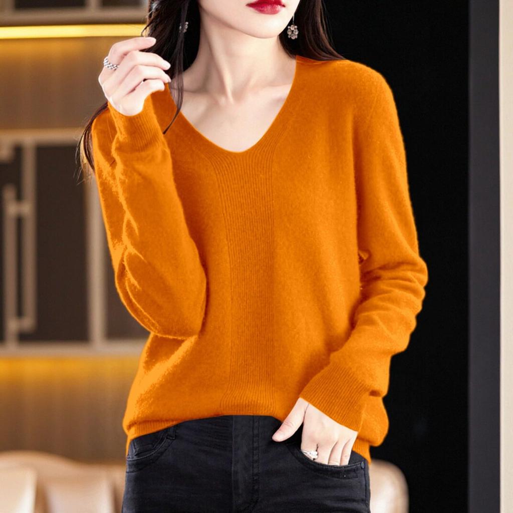 Pullover Sweaters For Women V Neck Soft Lightweight Loungewear Breathable Loose Fit Long Sleeve Travel Sweater Tops
