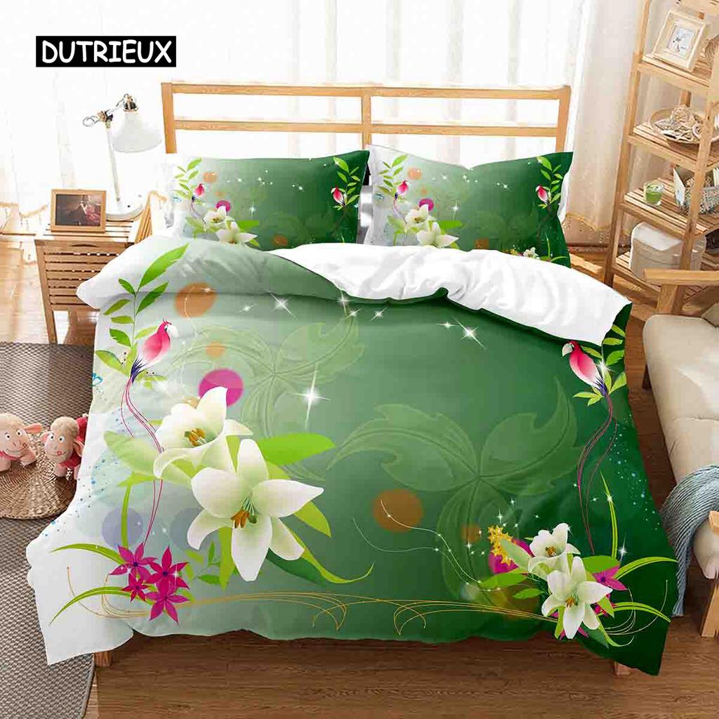 Luksuriøst blomstermønster dynetrekk enkelt twin king queen size geometrisk sengetøysett mikrofiber dynetrekk til jenter tenåringer voksenrom