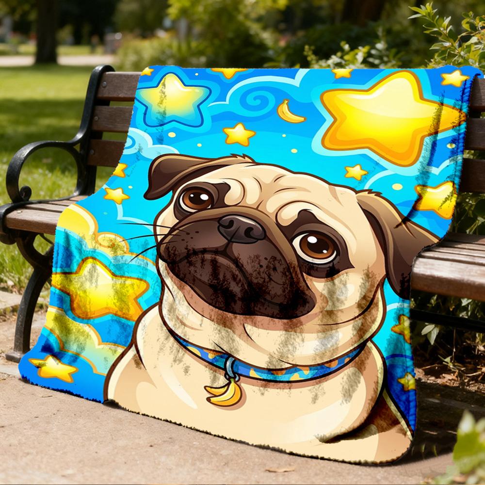 1pc Pug StarryOutdoor Blanket, Soft And Comfortable Blanket, Casual Warm Outdoor Blanket, Good Birthday Gift yy260328068