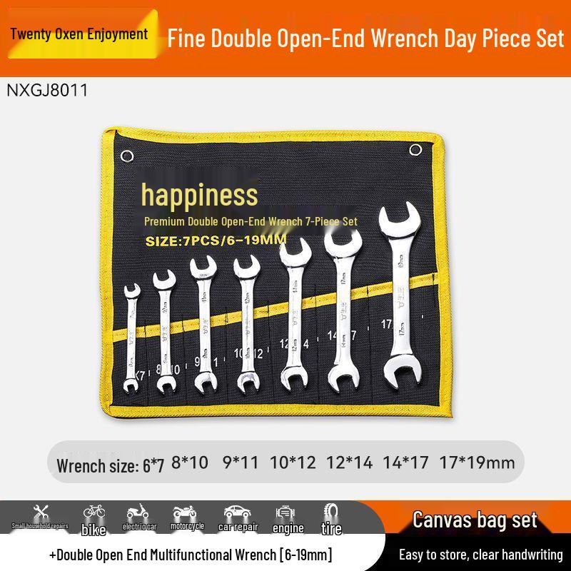 10-Piece Double-Head Wrench Set - Chrome Vanadium Steel for Automotive Repair