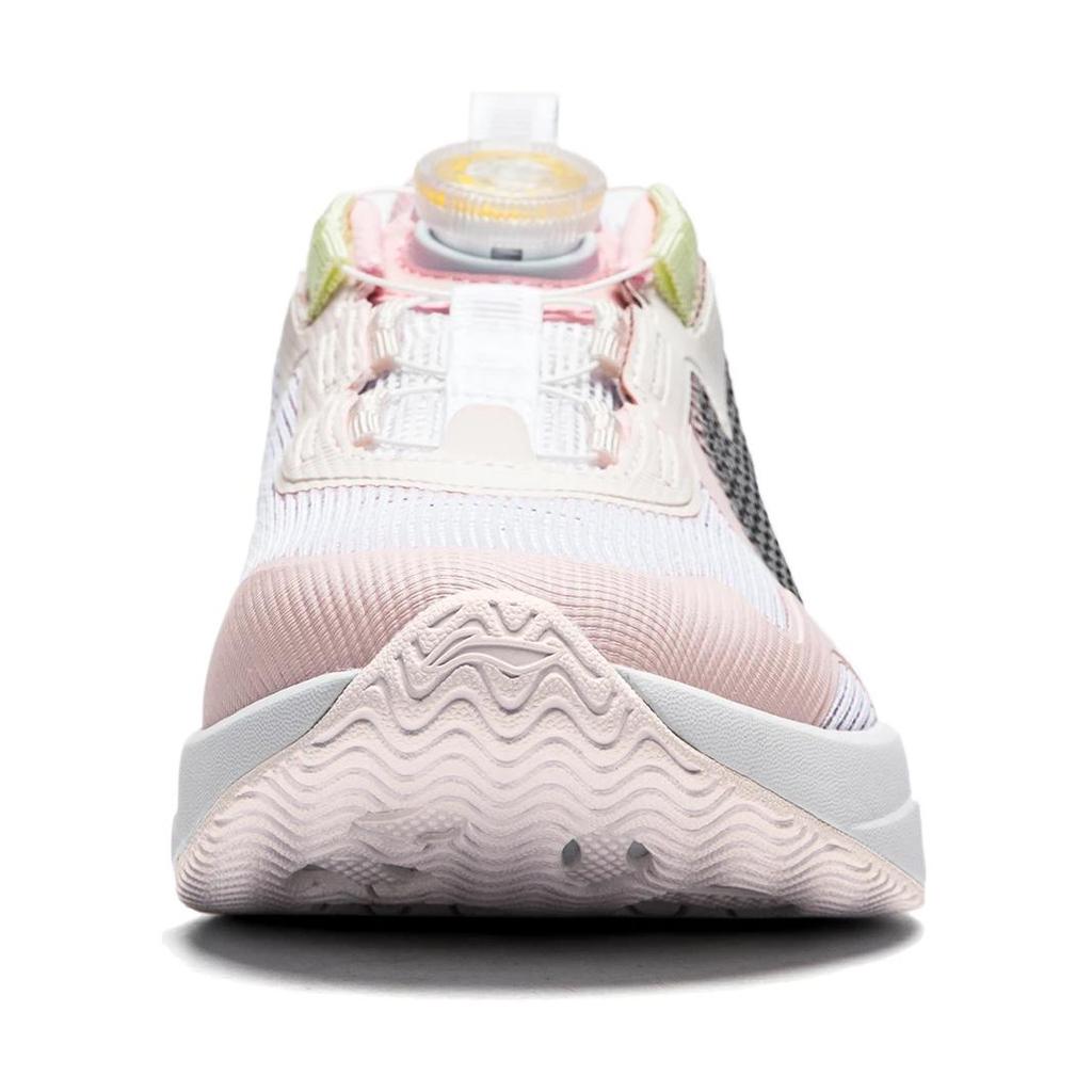 Li Ning Kids Qiang Yue V2 Knob Shock Absorption Wear Resistant Low Top Casual Shoes Kids Casual Shoes White Pink YKCU046-4