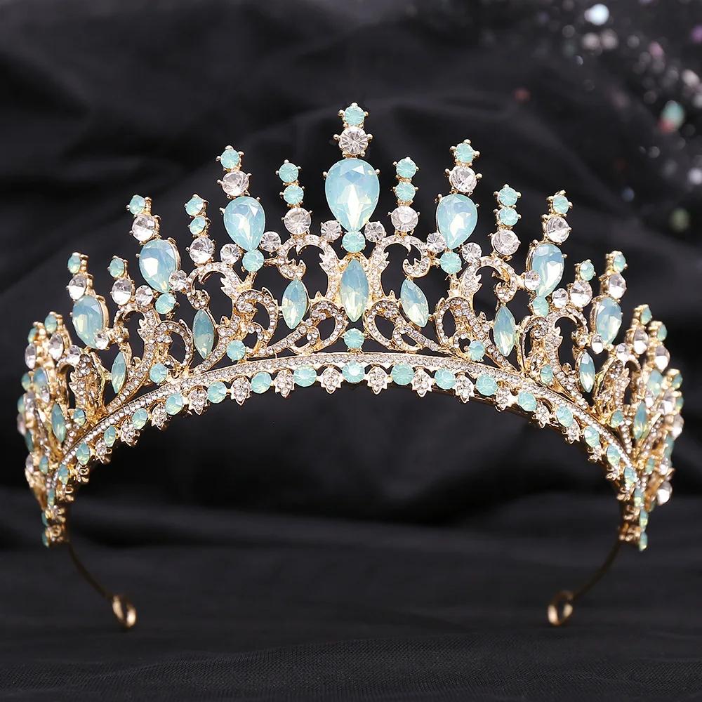 LUOXIN Girls Hair Accessories Queen Bridal Tiaras Party Wedding Opal Crystal Crown