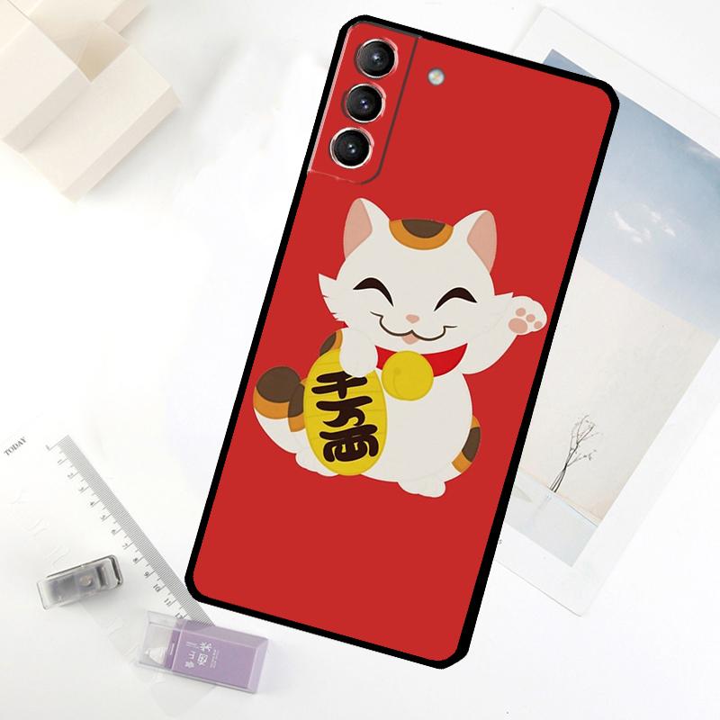 Japanese Lucky Cat Art Phone Case For Samsung Galaxy S25 S24 S23 S22 S21 S20 S26 Ultra S10 Plus S23 FE S25 FE Cover