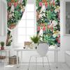 Watercolor Botanical Flowers And Raccoon Home Decor Window Curtains Bedroom Kitchen Curtain Panel Curtains for Living Room