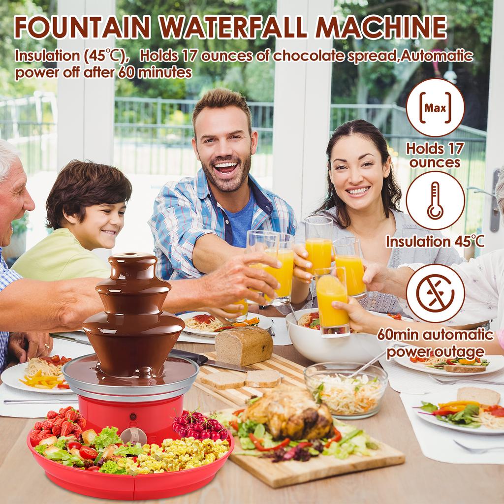 Electric Chocolate Fountain with Removal Serving Tray 3 Layer Chocolate Fountain Machine Stainless Steel Chocolate Fondue
