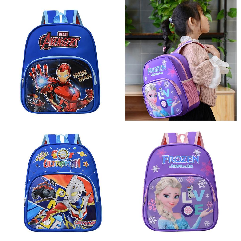 Oxford Cloth Anti-theft Kids Backpack With Frozen Spiderman Iron Man Graphics