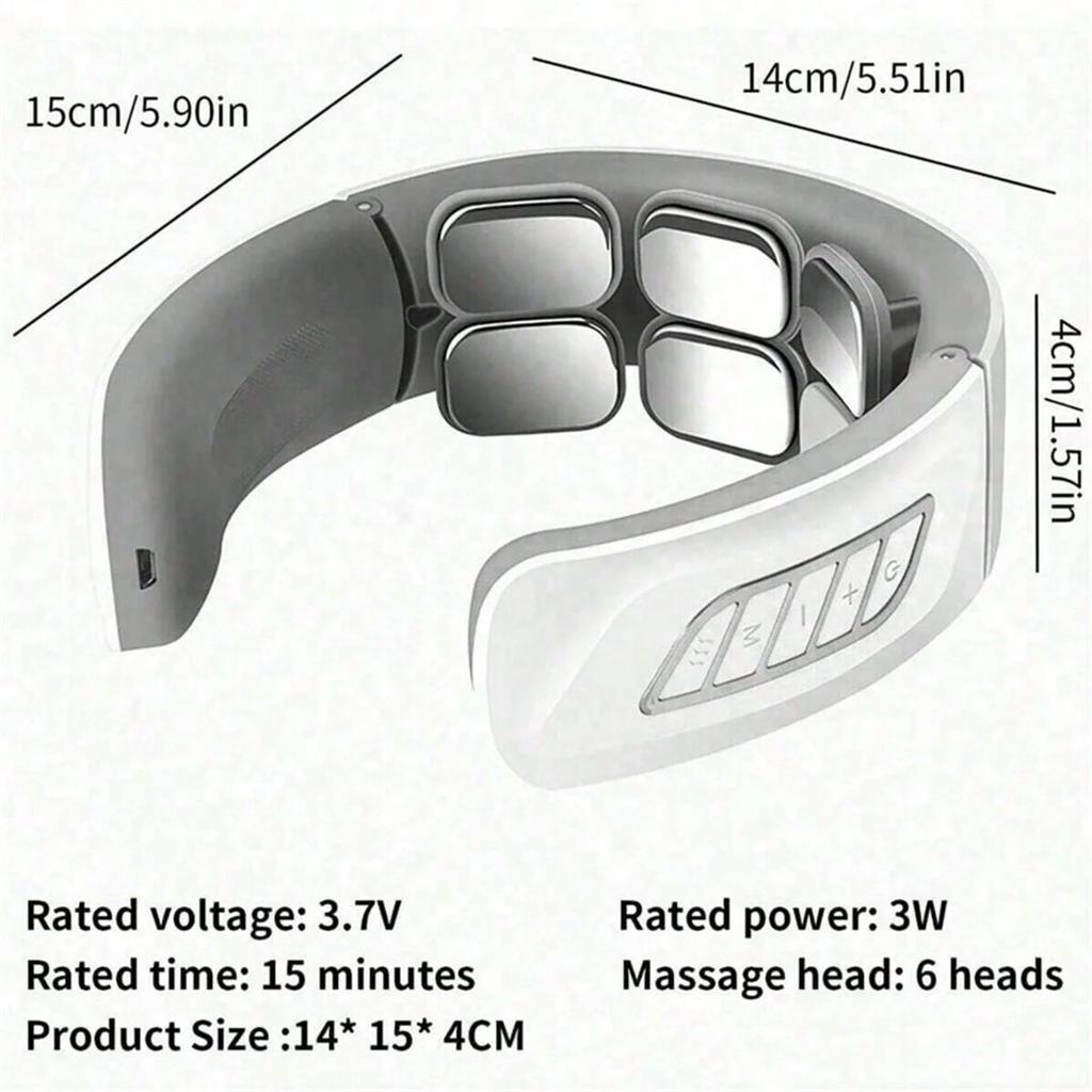 EMS Elektrický masážní přístroj na krční páteř Masáž krku a ramen Uvolnění obratlů Automatické vyhřívání Úleva Dobíjecí EMS
