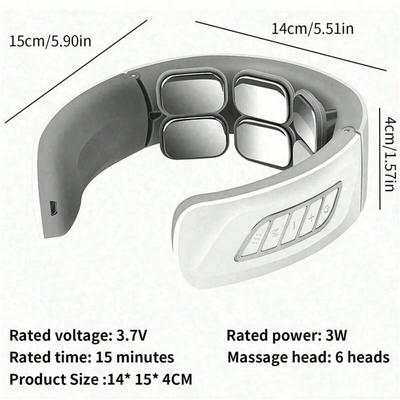 EMS Elektrický masážní přístroj na krční páteř Masáž krku a ramen Uvolnění obratlů Automatické vyhřívání Úleva Dobíjecí EMS