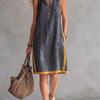 2026 European Summer Women's V-neck Sleeveless Casual Cotton Linen Dress