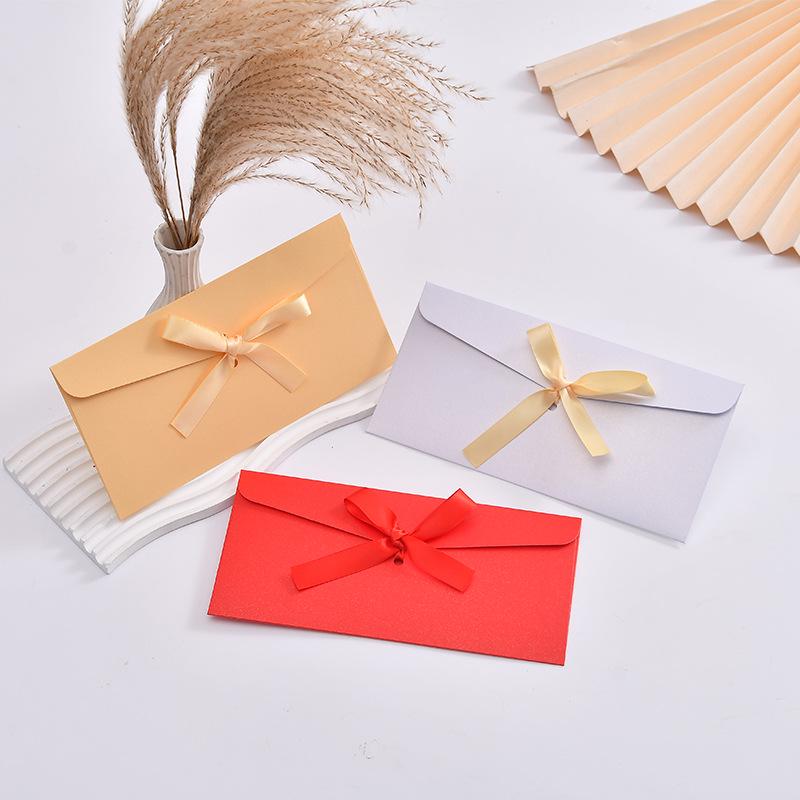 Ruban nacré Nœud Enveloppe Cadeau & Invitation avec Impression de Logo Personnalisé