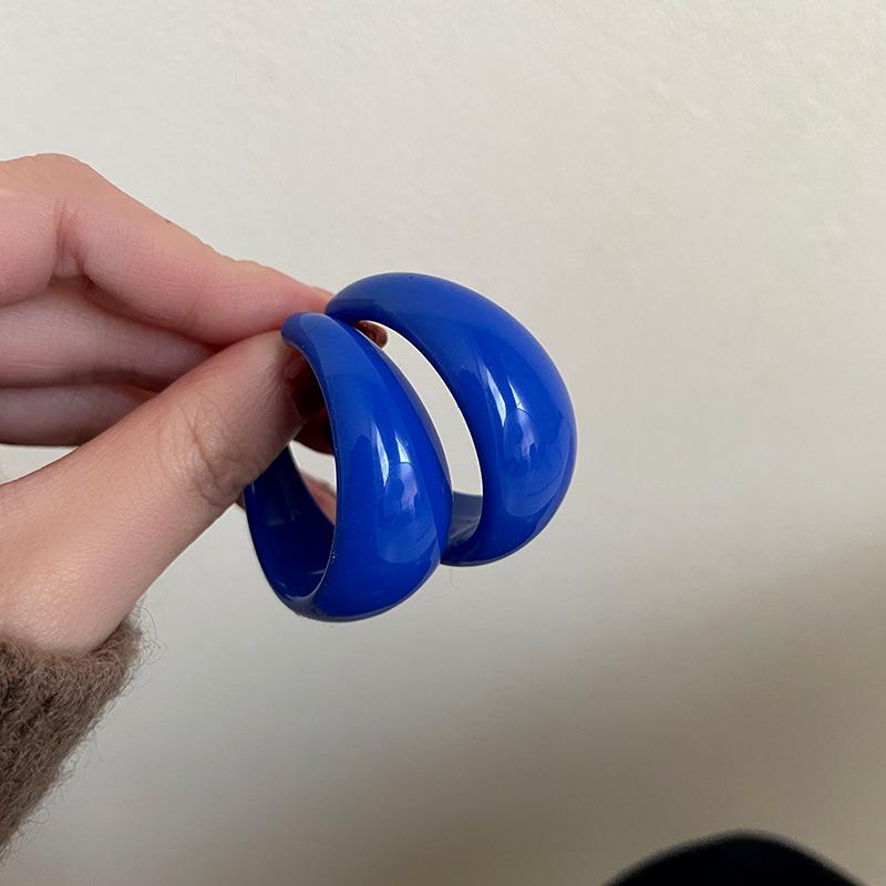 Silver Needle Red Geometric Stud Earrings - Korean Style Fashion Design for Women, High-End Exquisite Ear Jewelry