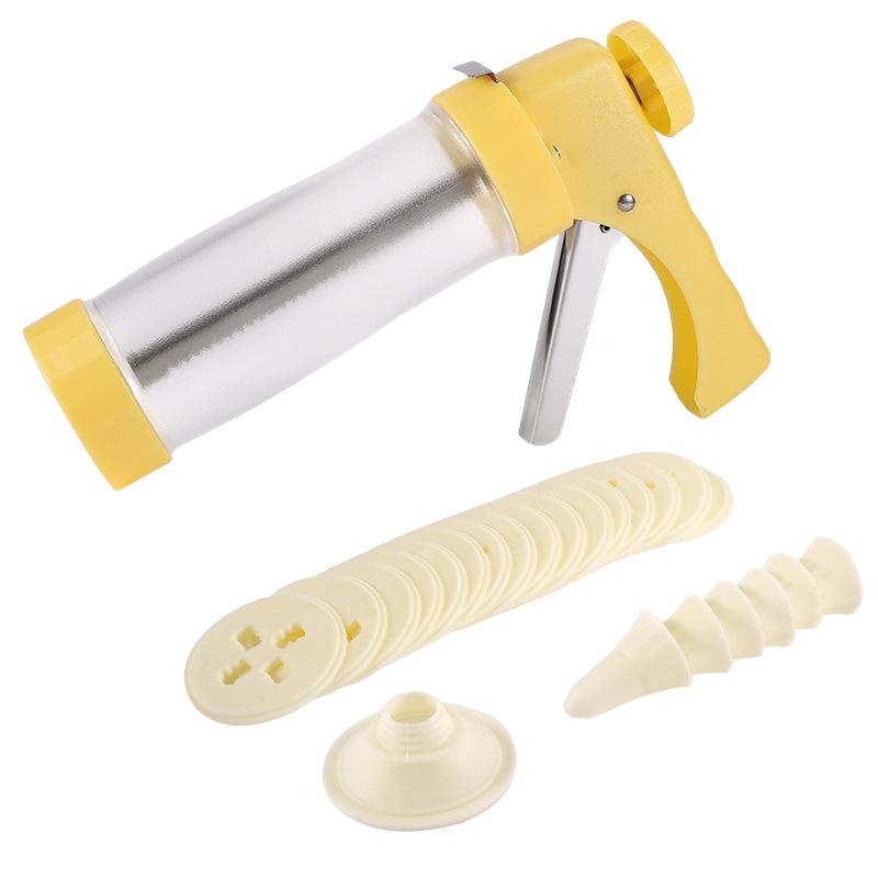 

Пистолет для глазури Cookie Press Icing Gun - Машина для приготовления печенья с 16 дисками и 6 насадками для украшения тортов жёлтый