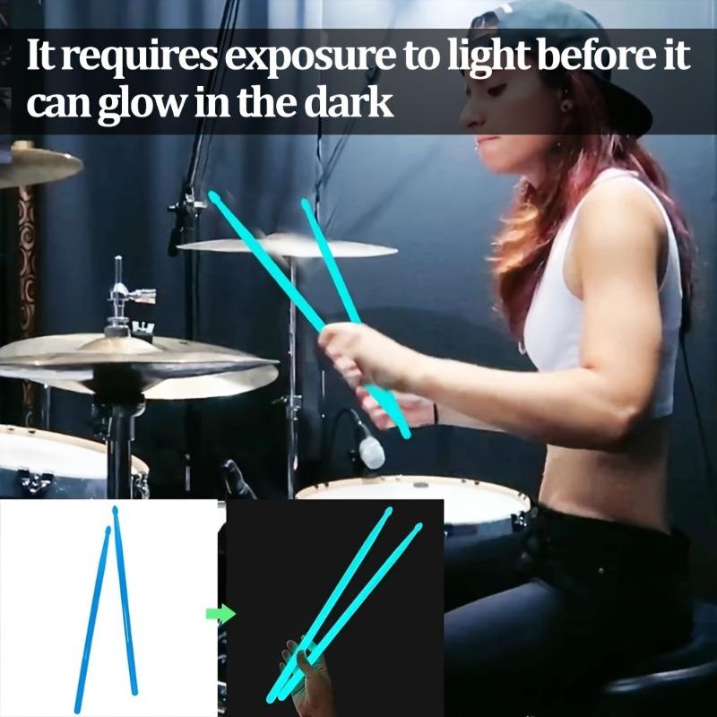 1 Pair 5A Luminous Drum Stick Jazz Drum Mallets Stage Colorful Nylon Luminous Drumsticks Beginner Drummers Gift