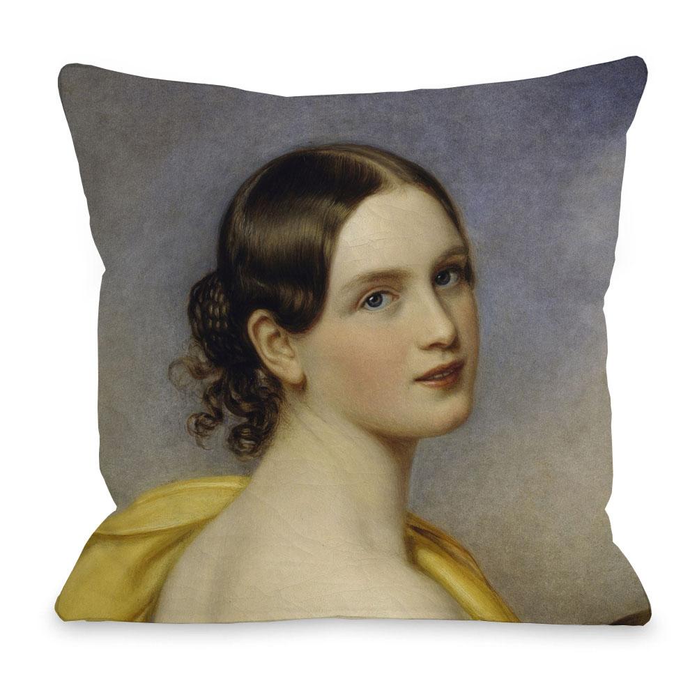 European Royal Court Lady Young Woman Portrait Painting Sofa Throw Pillowcase Rose Flower Home Decoration Art Cushion Cover