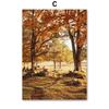 Autumn River Forest Pumpkin Coffee Squirrel Landscape Posters And Prints Wall Art Canvas Painting Pictures For Living Room Decor