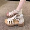 Women's Summer New High Top Hollow Out Thick Sole Sandals Open Toe Flat Sole Zippers Modern Sandals Outdoor Beach Sandals