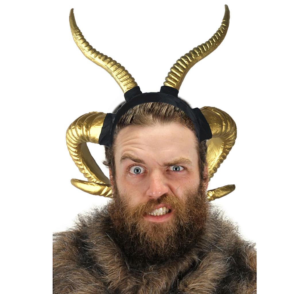 Large Goat Horn Headband for Party Stage Performances Costume Headdress Adult Cosplay Headgear Festival Party Accessory