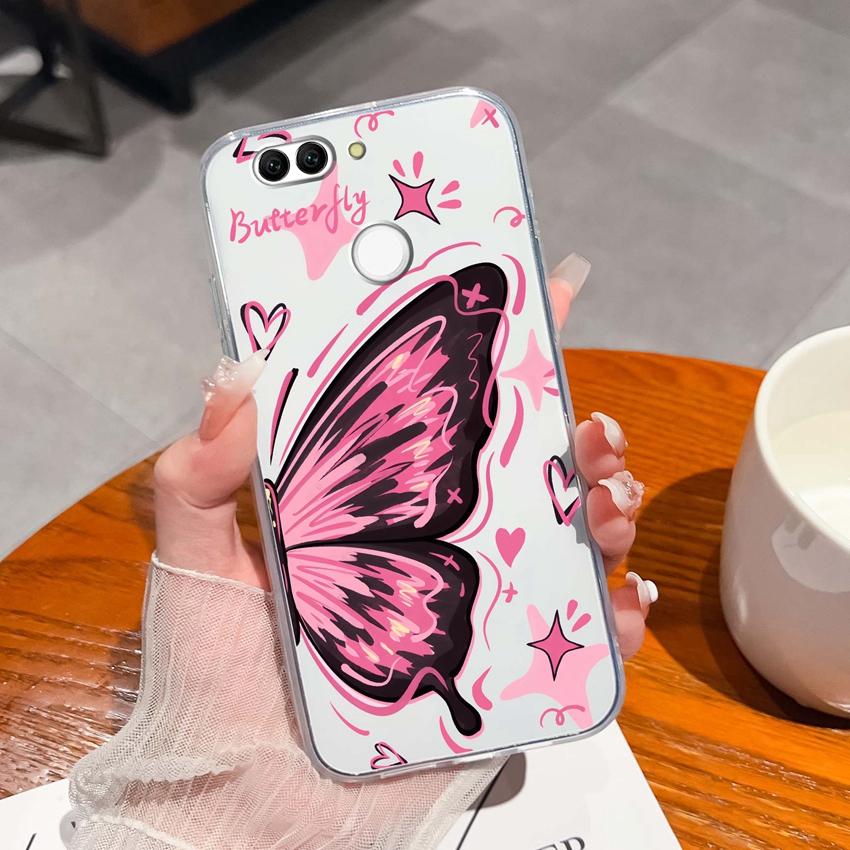 For Huawei Nova 2 2S 3 3e 4 4e 5 5i 7i 6 7 SE Luxury Clear Phone Case Beautiful Butterfly Wing Pattern Soft Silicone Anti Fall Shell For Huawei Casing