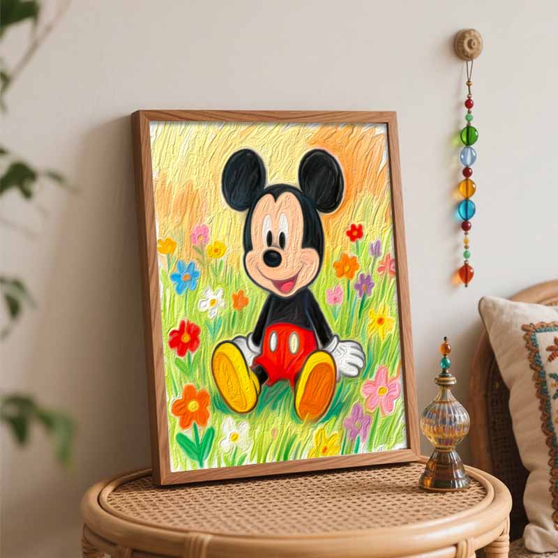 Disney Mickey Mouse Oil Paint Hand Painting Kit Colorful Flowers Decoration Classic Style Home Decor Art Craft Painting Supplies Gift