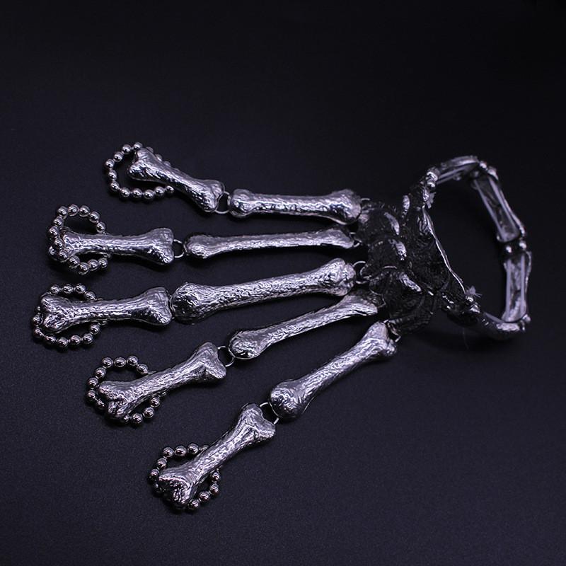 Punk Halloween Bone Skeleton Hand Jewelry With Alloy Material For Women Party Wear