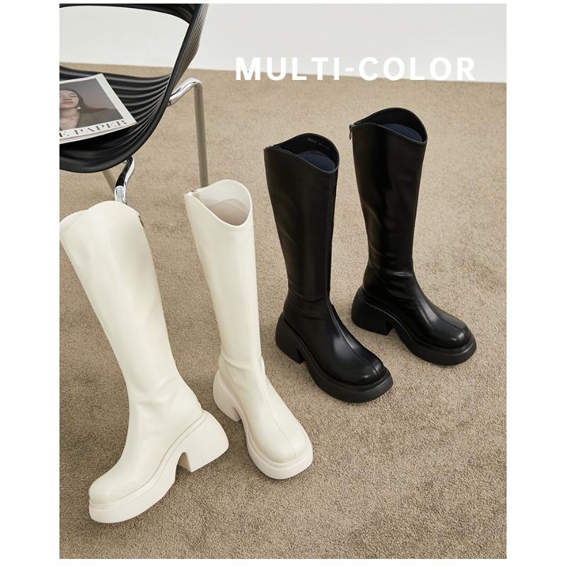 Footwear Elegant Heeled Shoes for Women Brown Ladies Boots Platform Winter Knee High Shaft Heels Long Boot Free Shipping Offer