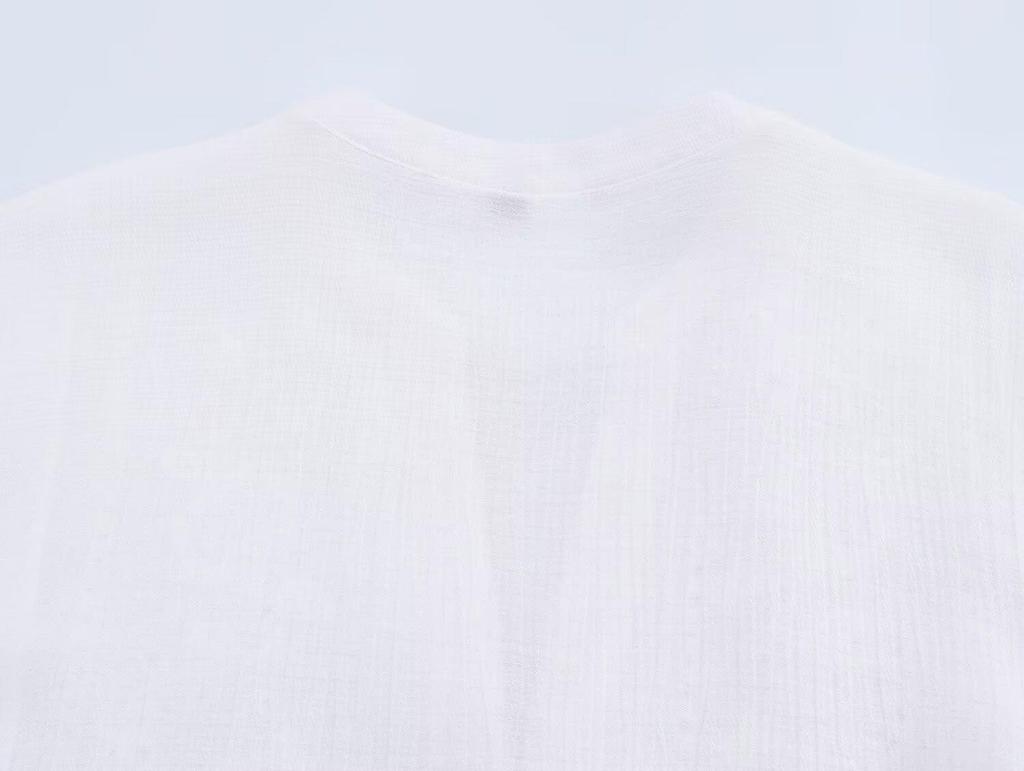 Women's European & American Style Hollow Embroidery Short Shirt - Spring 2025