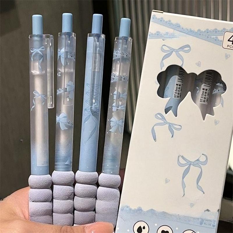 4Pcs Creative Kawaii Gel Pen Fashion Writing Smooth Quick-Drying Soft Sponge Pen Office Supplies Student Stationery Gifts