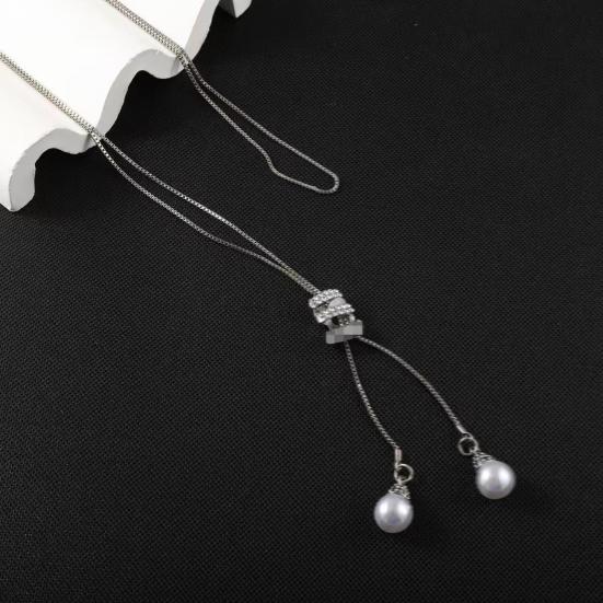 Adjustable Long Pendant Necklace with Extender Chain Minimalist Alloy Jewelry for Women Elegant Layering Piece for Sweaters Dresses