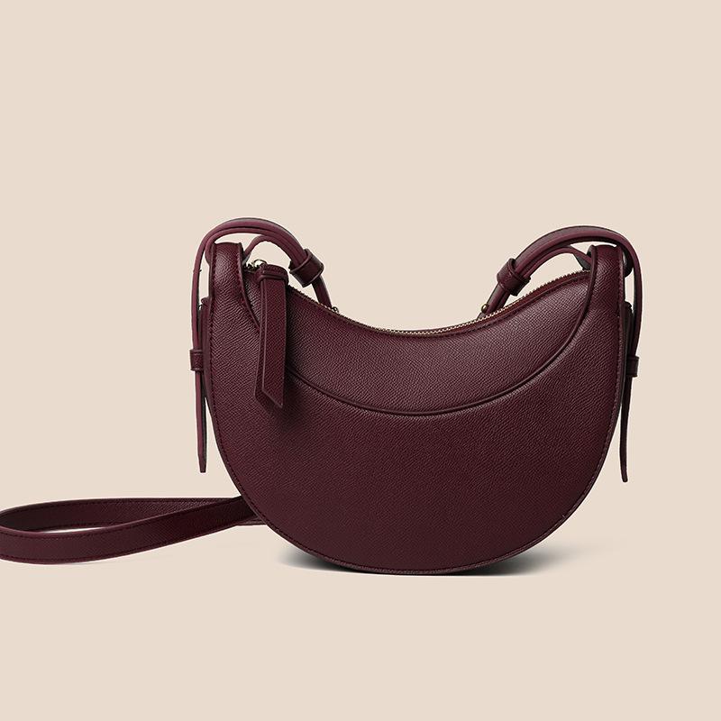 

LEMON KOKO 2025 Осень Новые женские сумки-хобо Простая однотонная сумка через плечо Высокотекстурированная ПУ Большая вместимость Повседневная сочетающаяся женская сумка-мессенджер бордовый