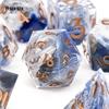 7 Pcs Blue Golden Number Sharp Edge Resin Dice Polyhedral Dice Suitable For Role-Playing Dice PropBoard Game