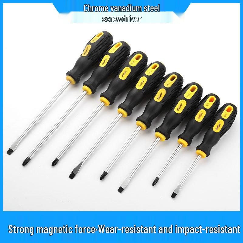 8-Inch Extra Long Phillips & Slotted Screwdriver Set—Hammerable Household Hardware Tools