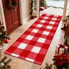 Red Plaid Christmas Runner Rugs Home Decoration Doorway Long Corridor Carpet Customizable Bedroom Easy Clean Foot Mat Non-slip