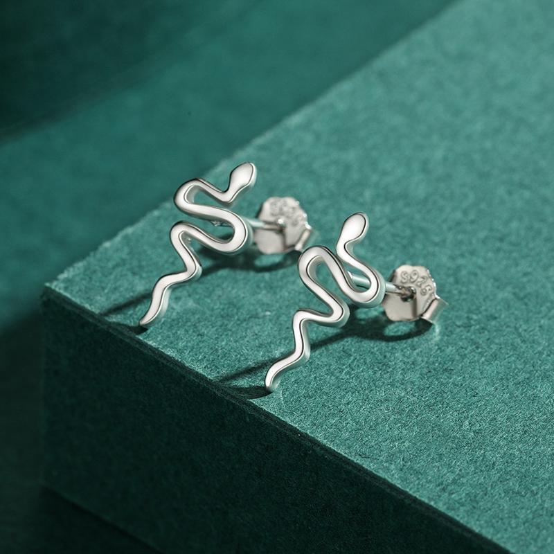 Modian 925 Sterling Silver Cute Small Line Snake Trendy Stud Earrings Gold Color Earring For Women Jewelry