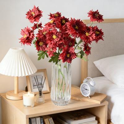 5 Heads Artificial Chrysanthemums Flowers Fake Mums Flower Bouquets with Stem Faux Silk Floral Arrangements for Vase DIY Wedding Centerpiece Home